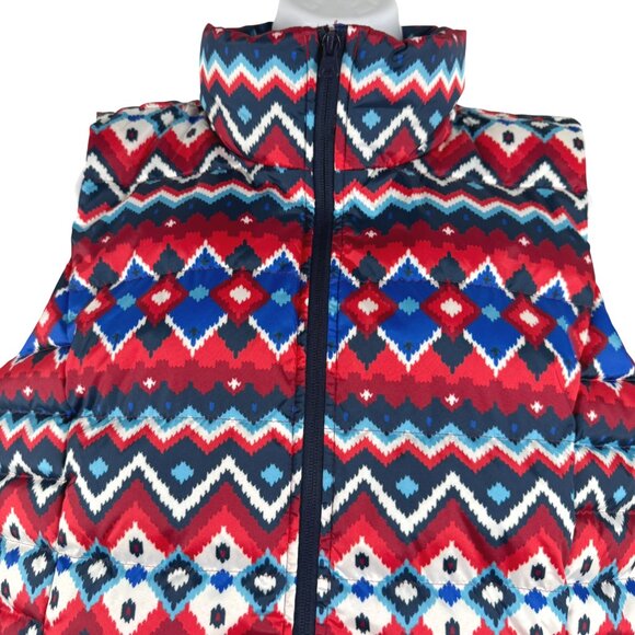 Lands' End 600 Down Puffer Vest Womens Large Fair Isle Full Zip NWT CJ-2108 - Picture 3 of 10